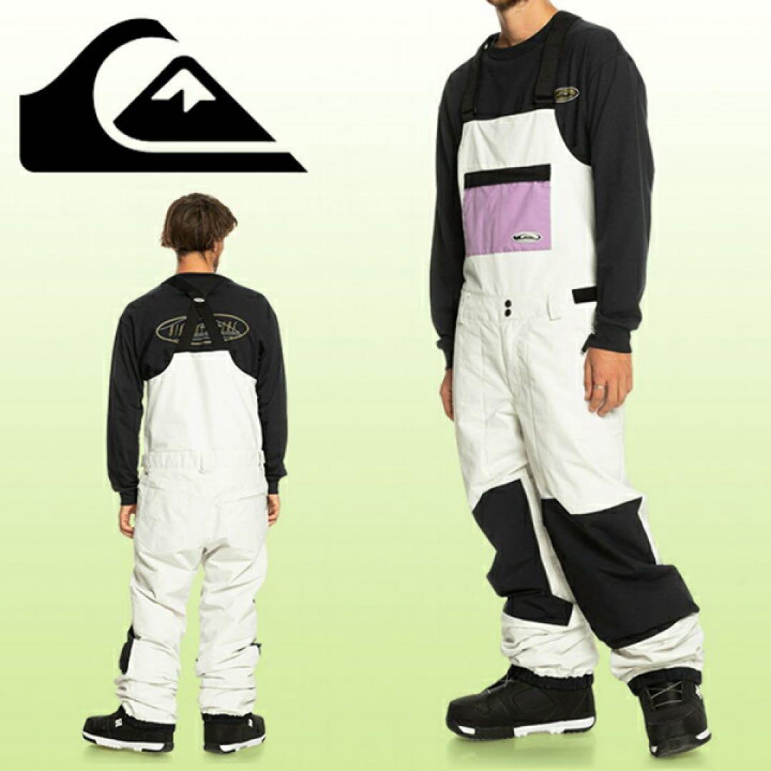 送料無料 新品 QUIKSILVER スノーウェア ビブパンツ L WHT