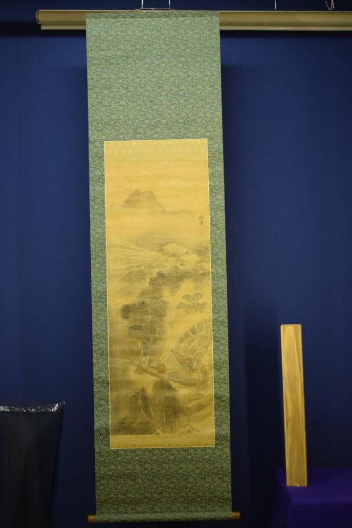模写/謝寅/与謝蕪村/山水漁夫図/布袋屋掛軸HF-762