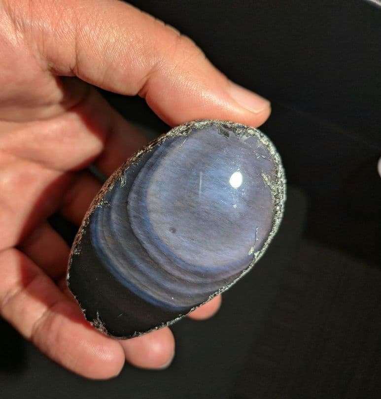 研磨品　十勝石玲瓏　パープル、ブルーレインボーオブシディアン