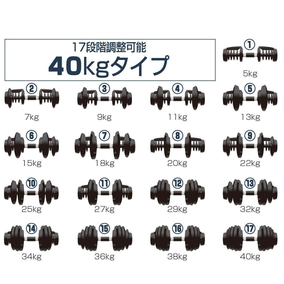 可変式ダンベル 40kg 2個セット
