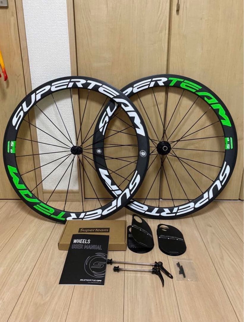 【美品】Super team 50mm カーボンホイール クリンチャー 700c