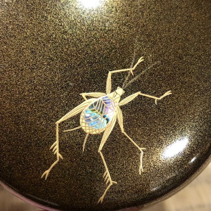 【茶道具】棗　螺鈿蒔絵　秋の聲　弘志作　鈴虫　R-0311　お3
