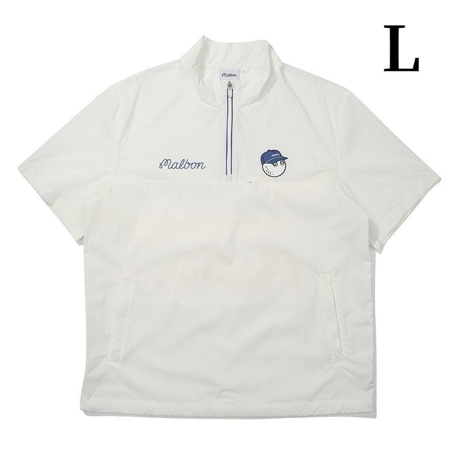 白L マルボンゴルフ ジャケット 半袖 シャツ malbon golf メンズ