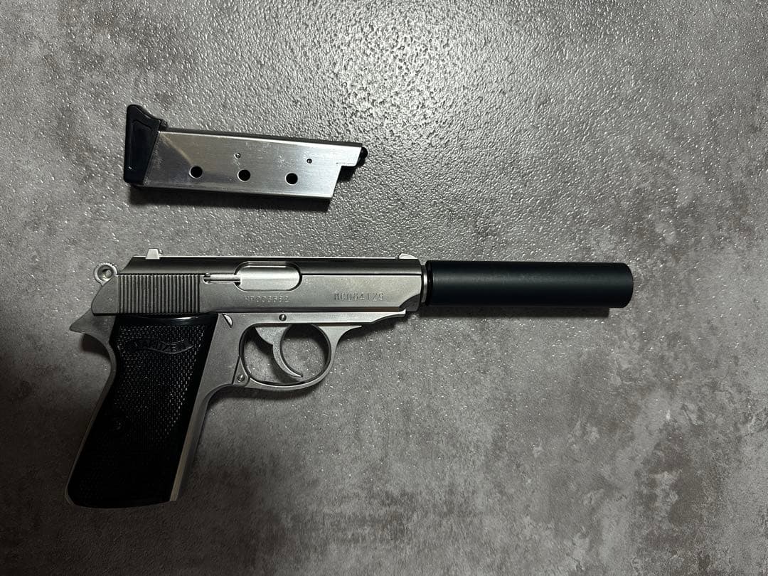 【300円off】マルゼン ワルサーPPK シルバー ガスガン 静音カスタム