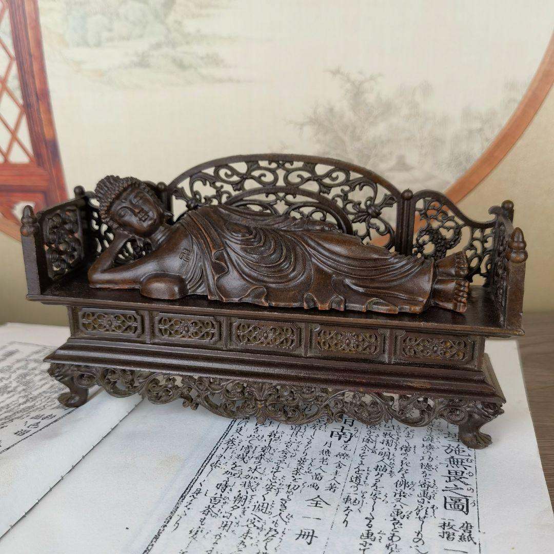 仏教美術 臥仏 小仏像 仏像 彫刻 置物 開運 風水 銅製 銅器