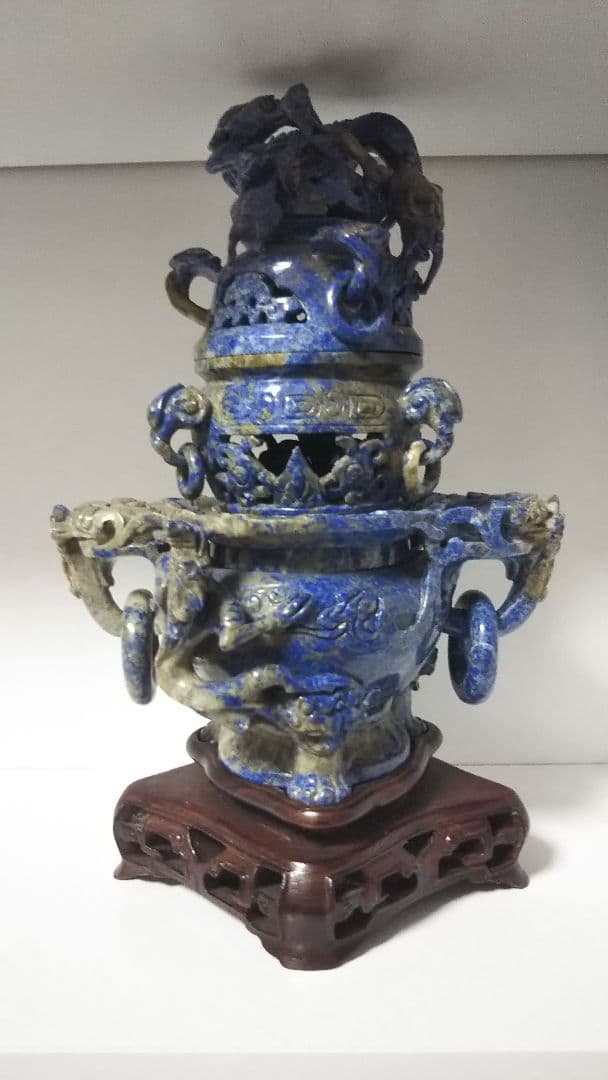 ラピスラズリ 香炉 骨董品 天然石