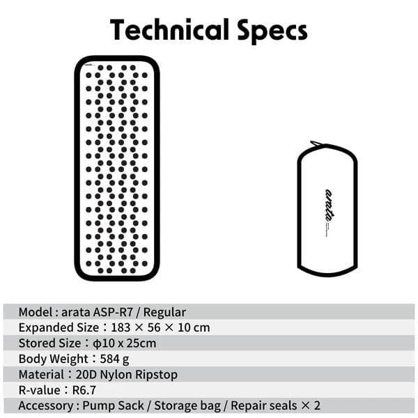 アウトドア寝具 arata ASP-R7 Regular
