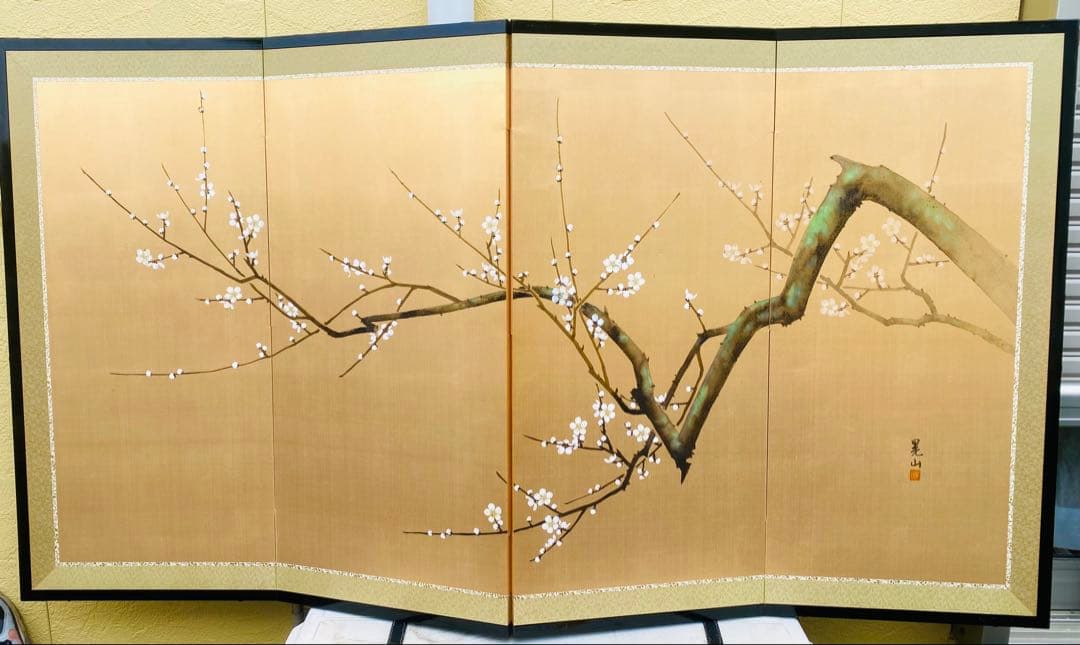 梅の花 屏風 日本画 160cm x 90cm