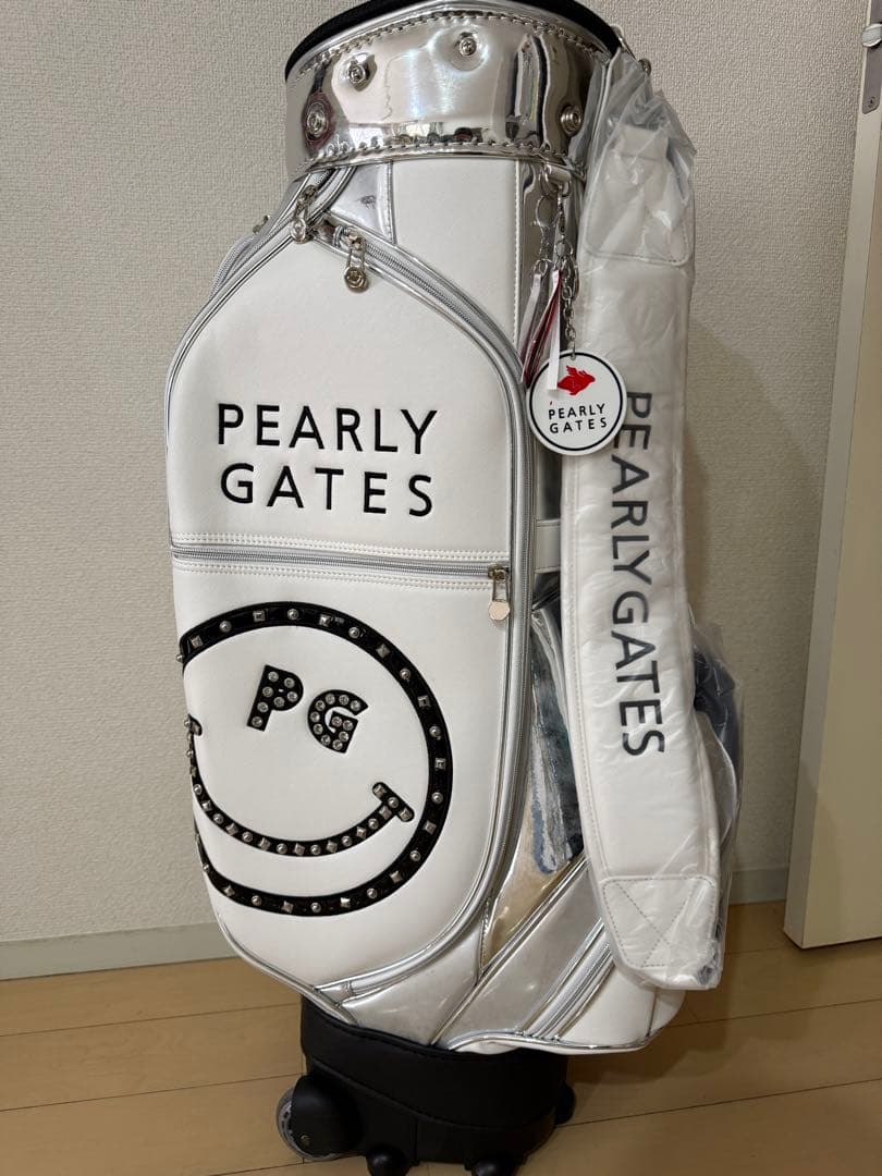 PEARLY GATES キャディバッグ ホワイト/シルバー　合成革