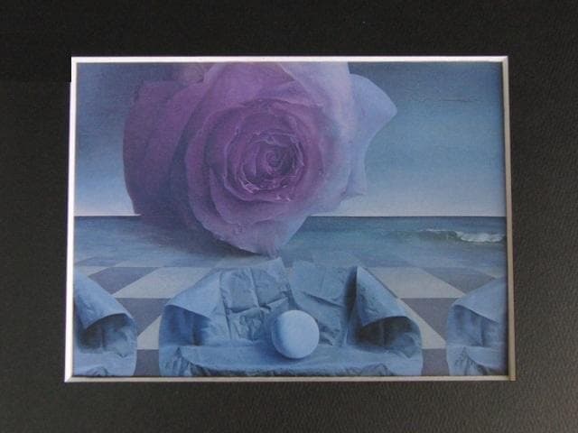 塩崎敬子、【記憶の薔薇と海】、希少な額装用画集より、新品額装付