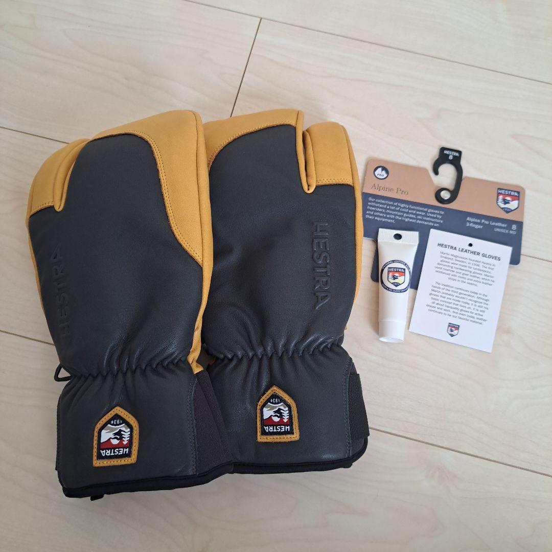 極美品 HESTRA ヘストラ Topo 3-Finger スキースノボグローブ