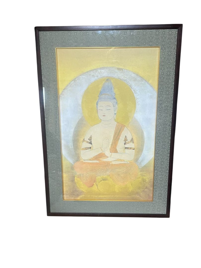 美品 　額入り　 奥村土牛筆「浄心」一字金輪像 仏画　検印あり