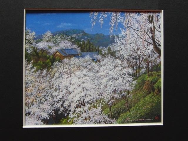 野並允温、【吉野にて】、希少な額装用画集より、美品、新品額装付、インテリア