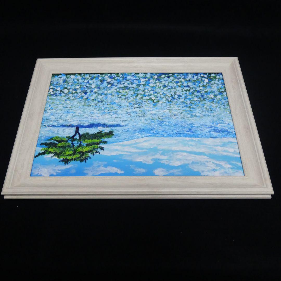 油絵 油彩 油彩画 絵画【ネモフィラの丘】
