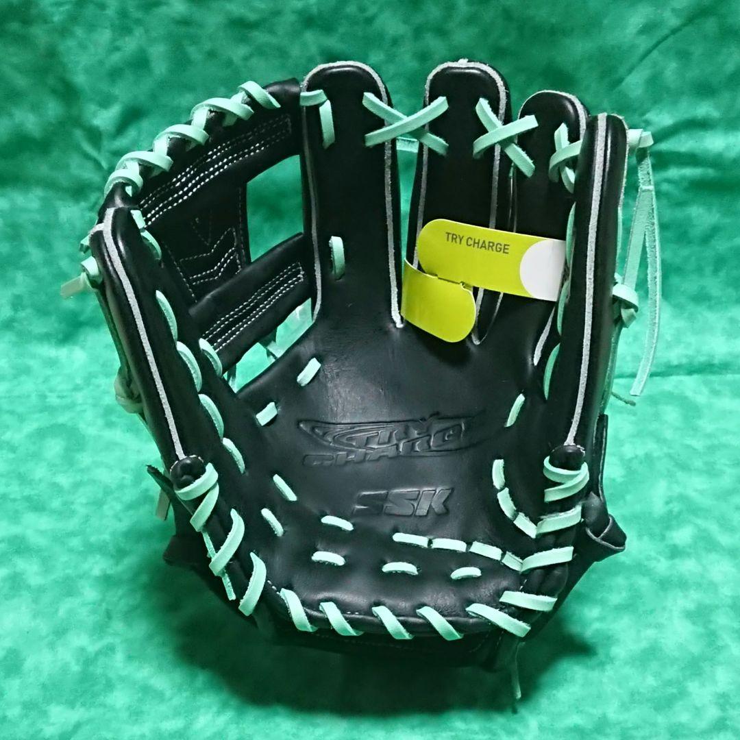 【未使用】SSK 軟式内野手用 トライチャージ ブラック×エメラルドグリーン