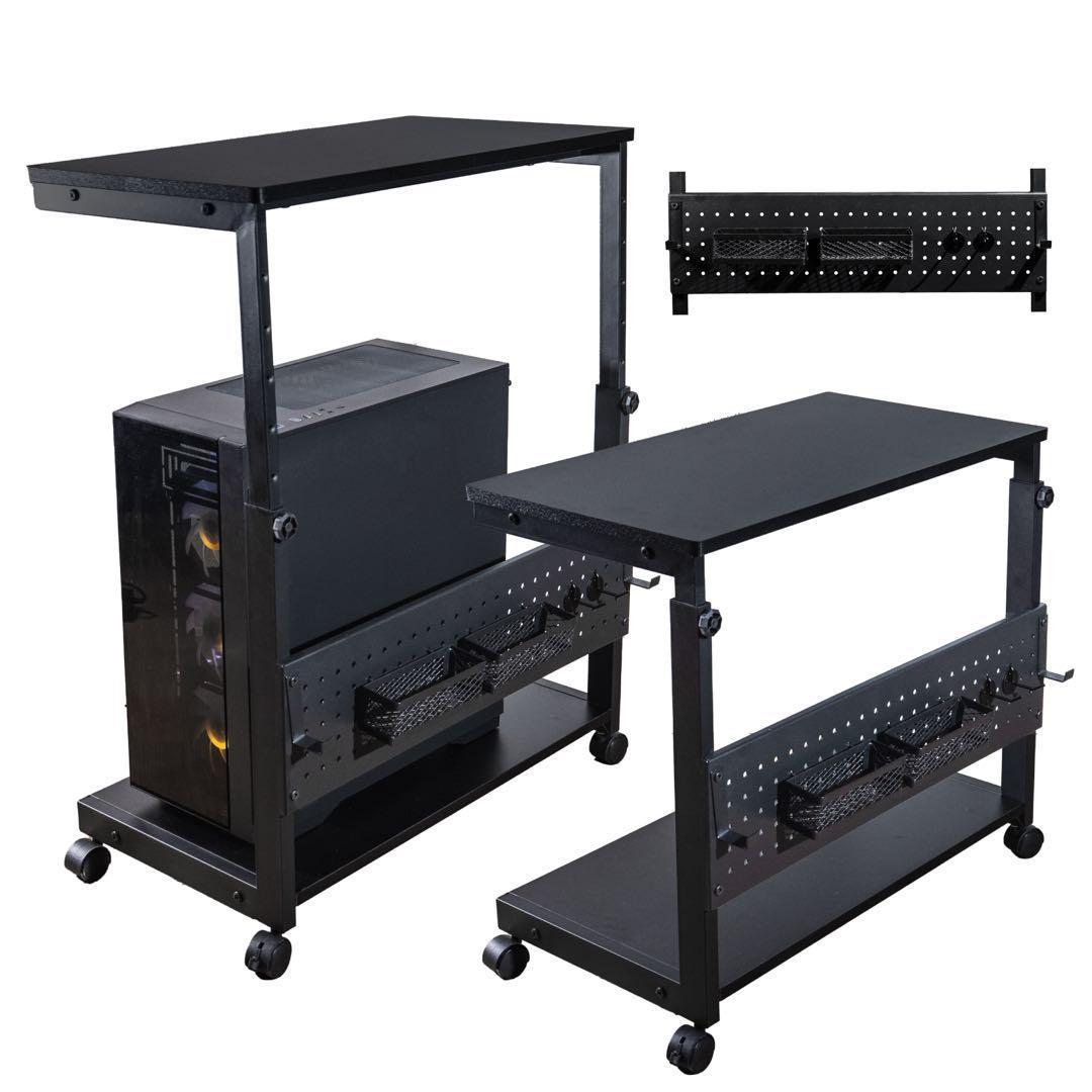 パソコンスタンド 黒 パソコンラック ゲーミングPCラック キャスター付2774