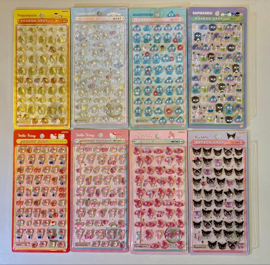 プ*読様 【正規品】ボンボンドロップシール　ミニ　サンリオ　全8種コンプリートセ