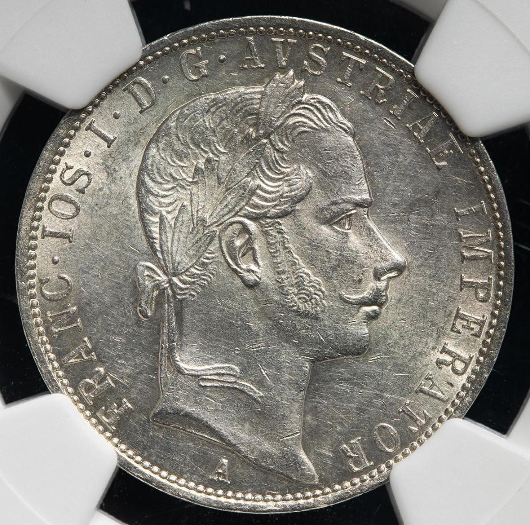 NGC-UNC 洗浄　オーストリア　1858A　フランツ・ヨーゼフ1世　月桂冠