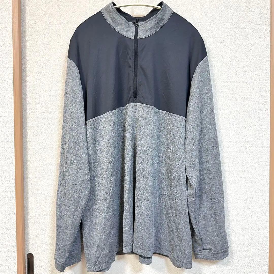 adidas 長袖ウェア 【2XL】 グレー ブラック ハーフジップ ハイネック