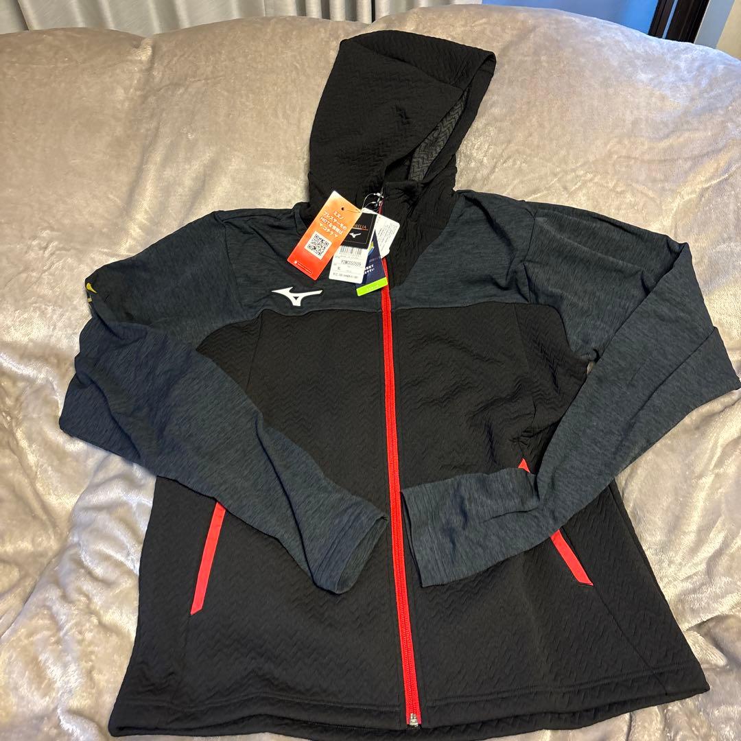 モレリア　Mizuno フード付きジャージ XL 黒/グレー