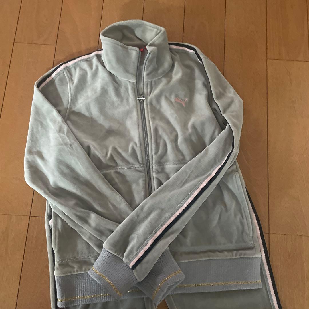 Puma グレーレディースベロア素材上下セット