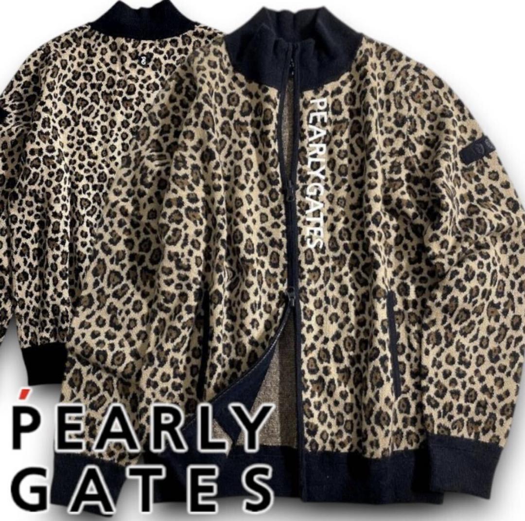 P/G パーリーゲイツ カシミヤ レオパード柄 ダブルジャカードセーター