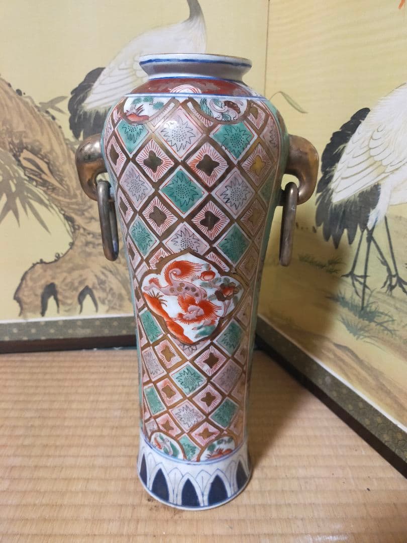 多色装飾の陶器花瓶 中国