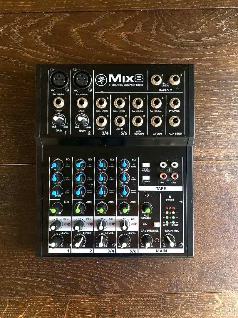 Mackie Mix8 アナログミキサー(ＡＣアダプター付き)