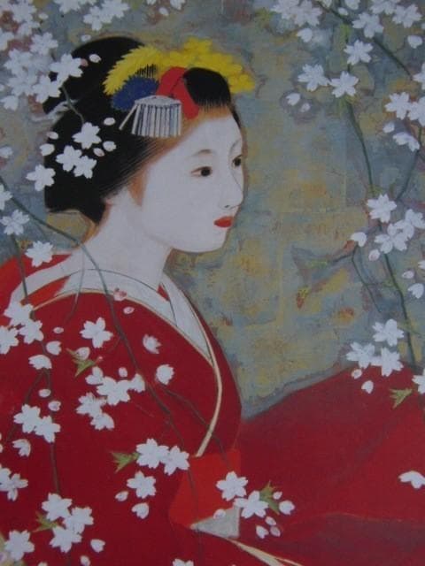 磯田又一郎、【春韻】、希少な額装用画集より、新品額装付、状態良好