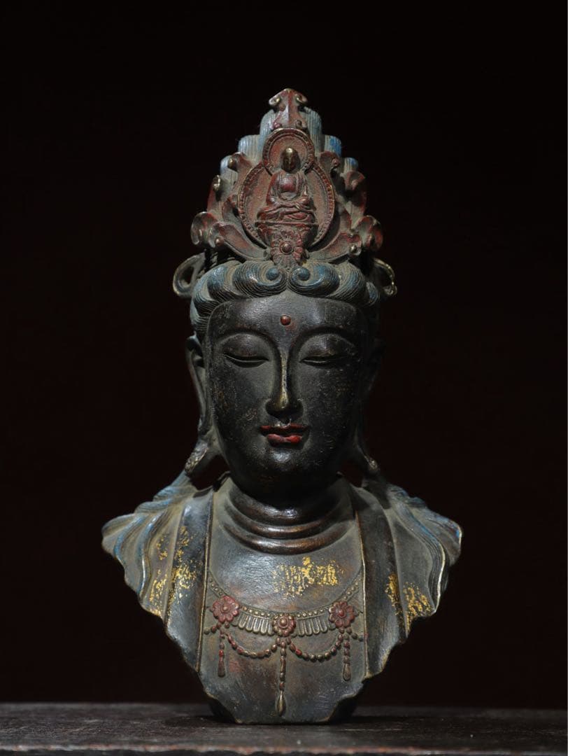 旧家　時代物　純銅拓金 観音様　縁起物　インテリア　古美術 美品