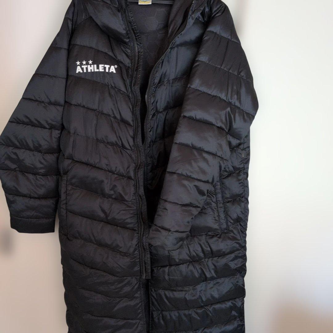 ATHLETA ブラック ベンチコート フード付き
