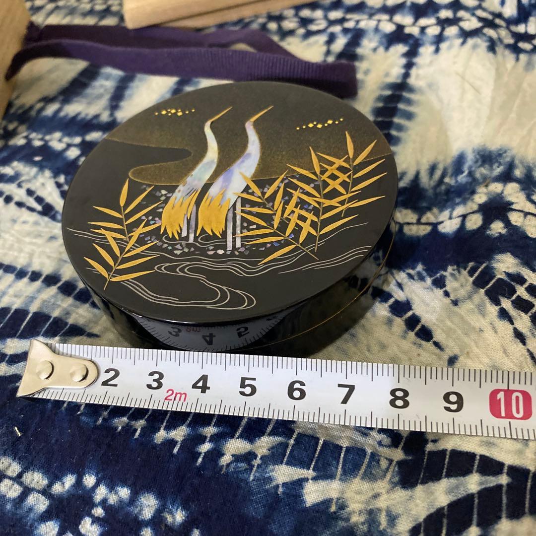 塗師　表正　青貝鶴蒔絵　香合　茶道具