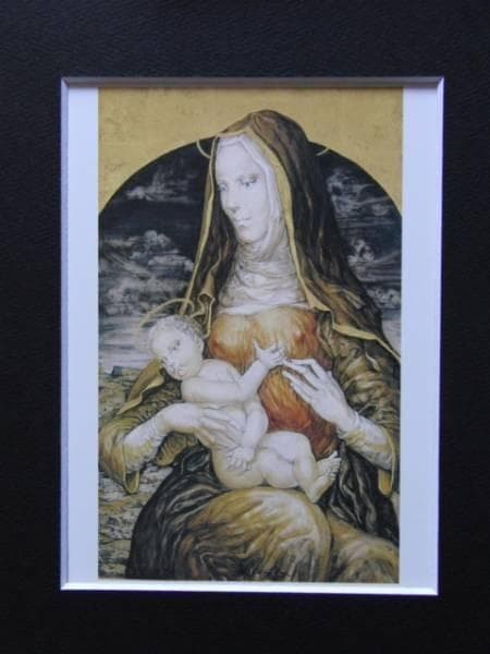 藤田嗣治、【マドンナ】、希少画集画、新品高級額、額装付、状態良好