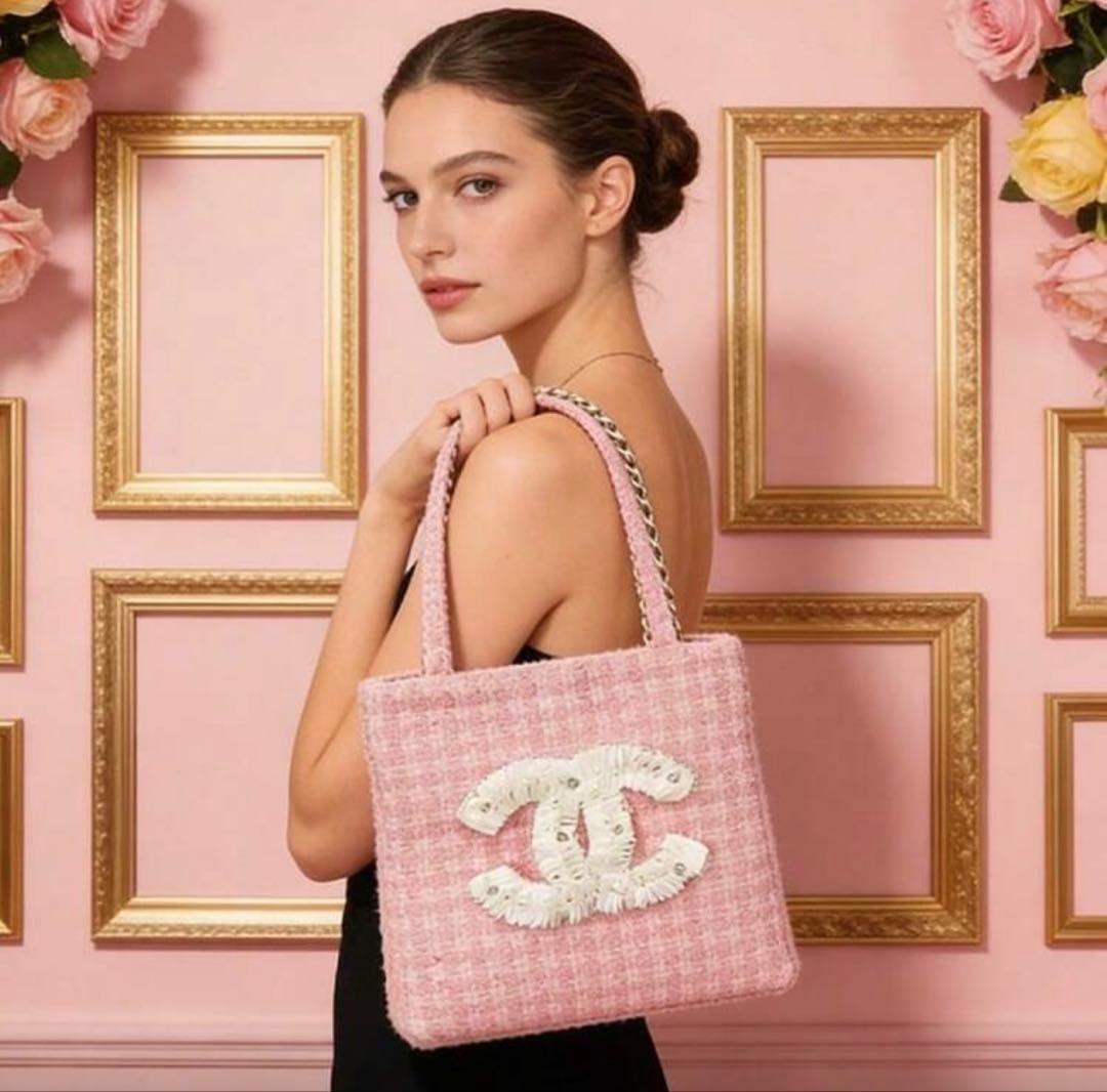新品未使用 最安値 CHANELピンクトートバッグ　ビッグココマーク シャネル