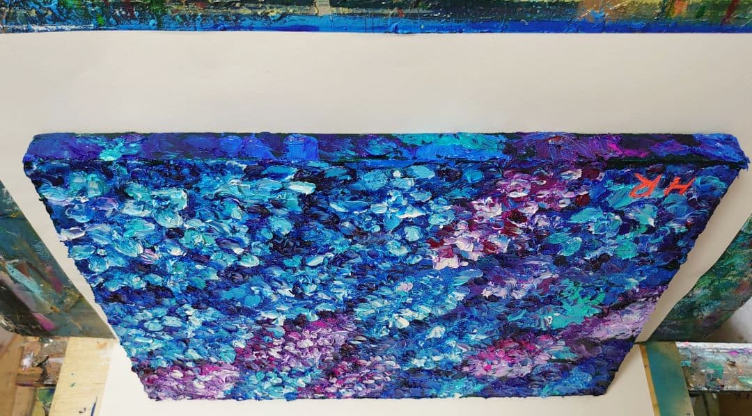 油絵 絵画【紫陽花畑】