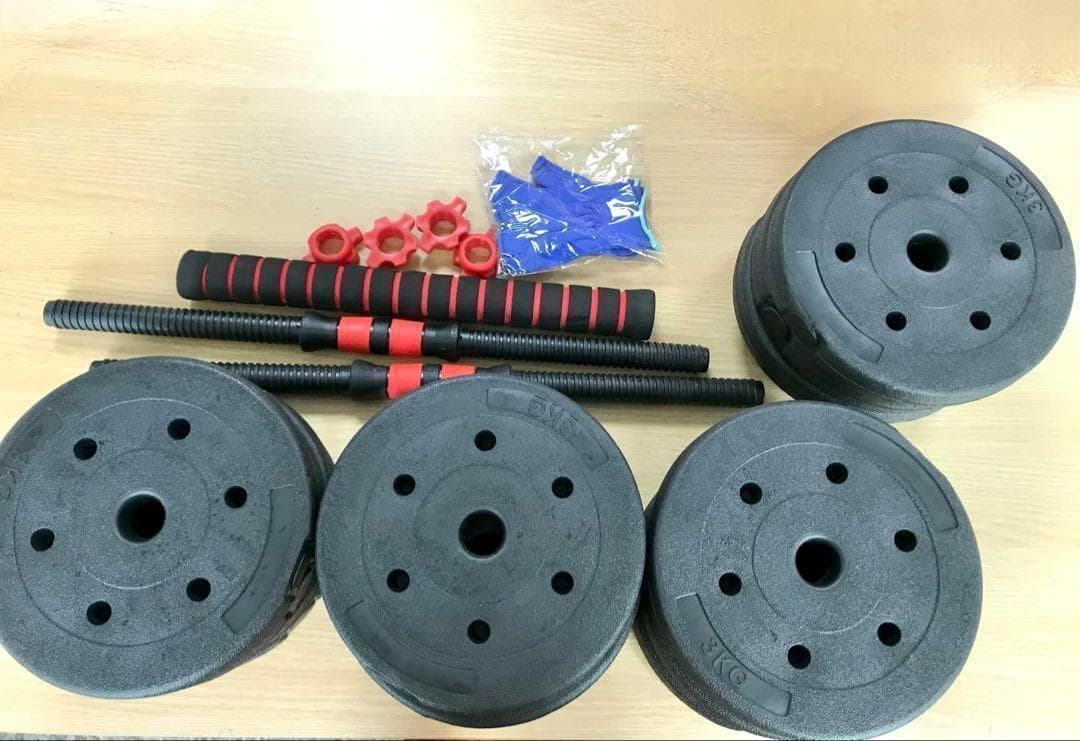 合計50kg／バーベルにもなるダンベル 可変式プレート｜25kg×2個セットb8
