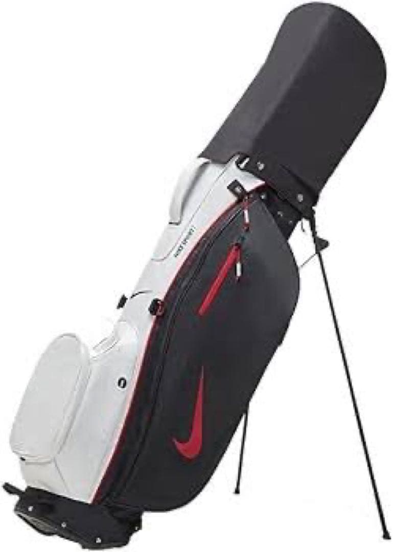 スタンド付 キャディバッグ フード付 ブラックレッドNIKE 軽量 ナイキ 赤黒