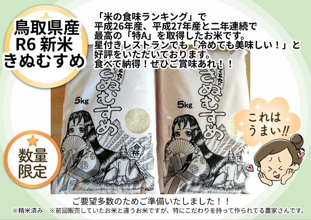 鳥取県産 R6 新米 きぬむすめ 10kg