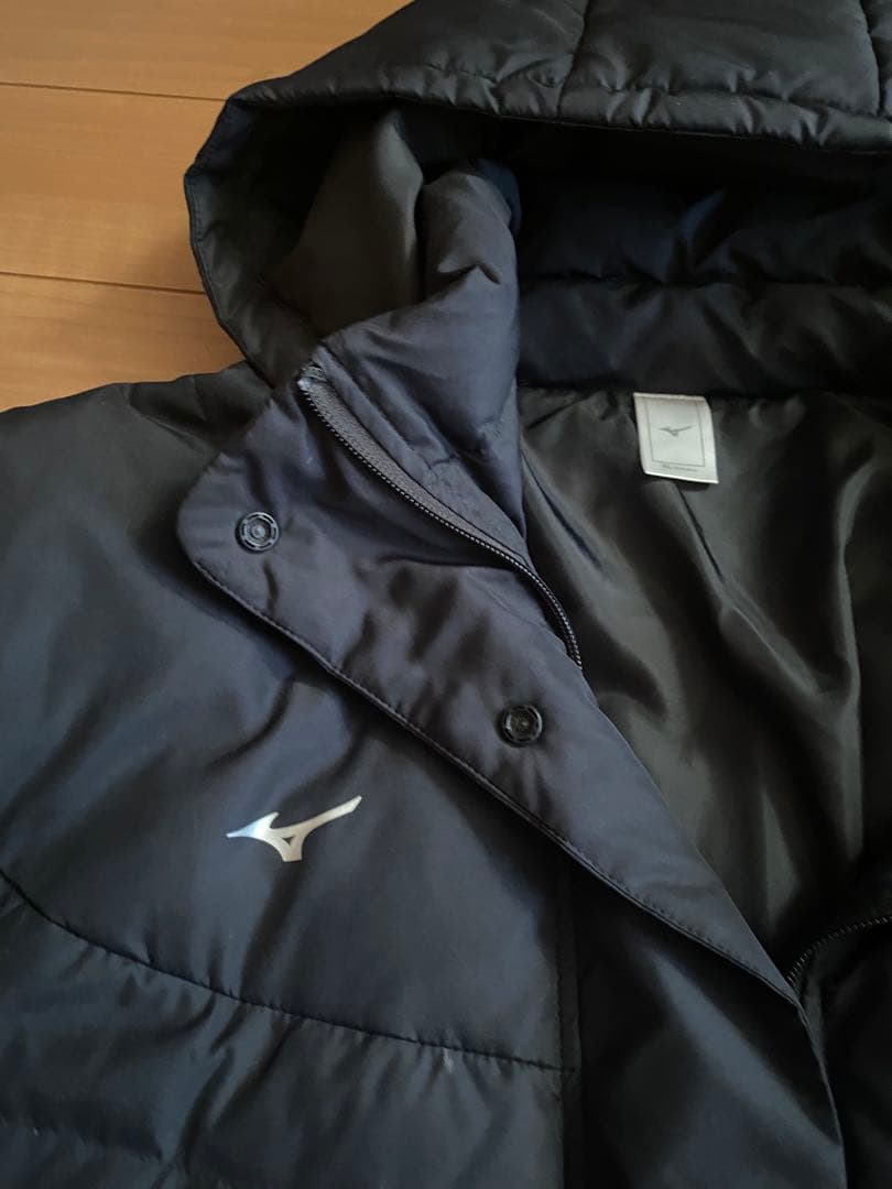 ミズノ　フード付きロングダウンベンチコートXLブラック レディース
