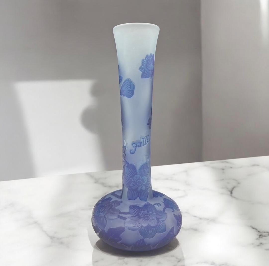 ◆証明書付◆EmileGalleエミールガレ 花瓶 21cm×9cm カメオ彫り
