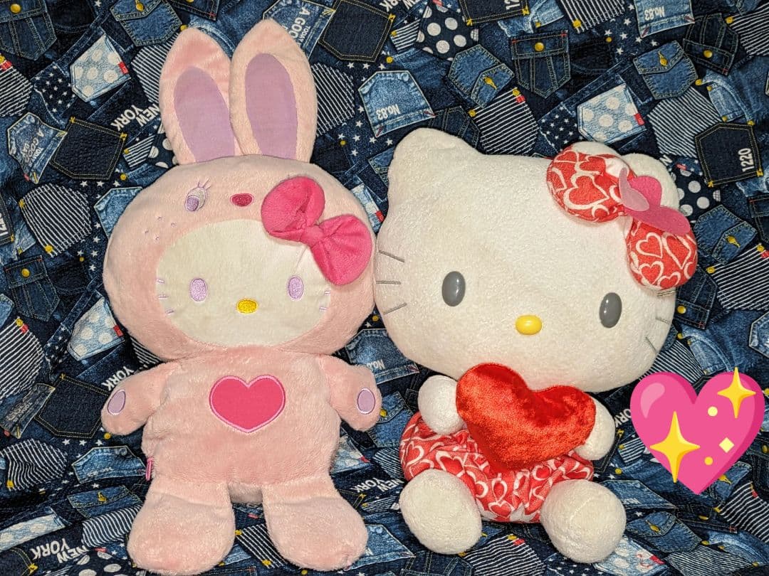 希少♡サンリオ♡キティ♡赤色ハートクッション♡BIGぬいぐるみ＆カラフルバーニー
