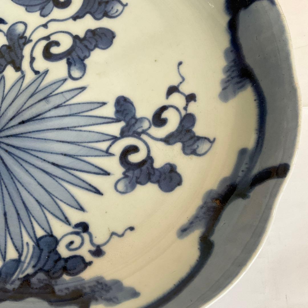 古伊万里　染付草花文尺皿　江戸時代中期〜後期頃　優品
