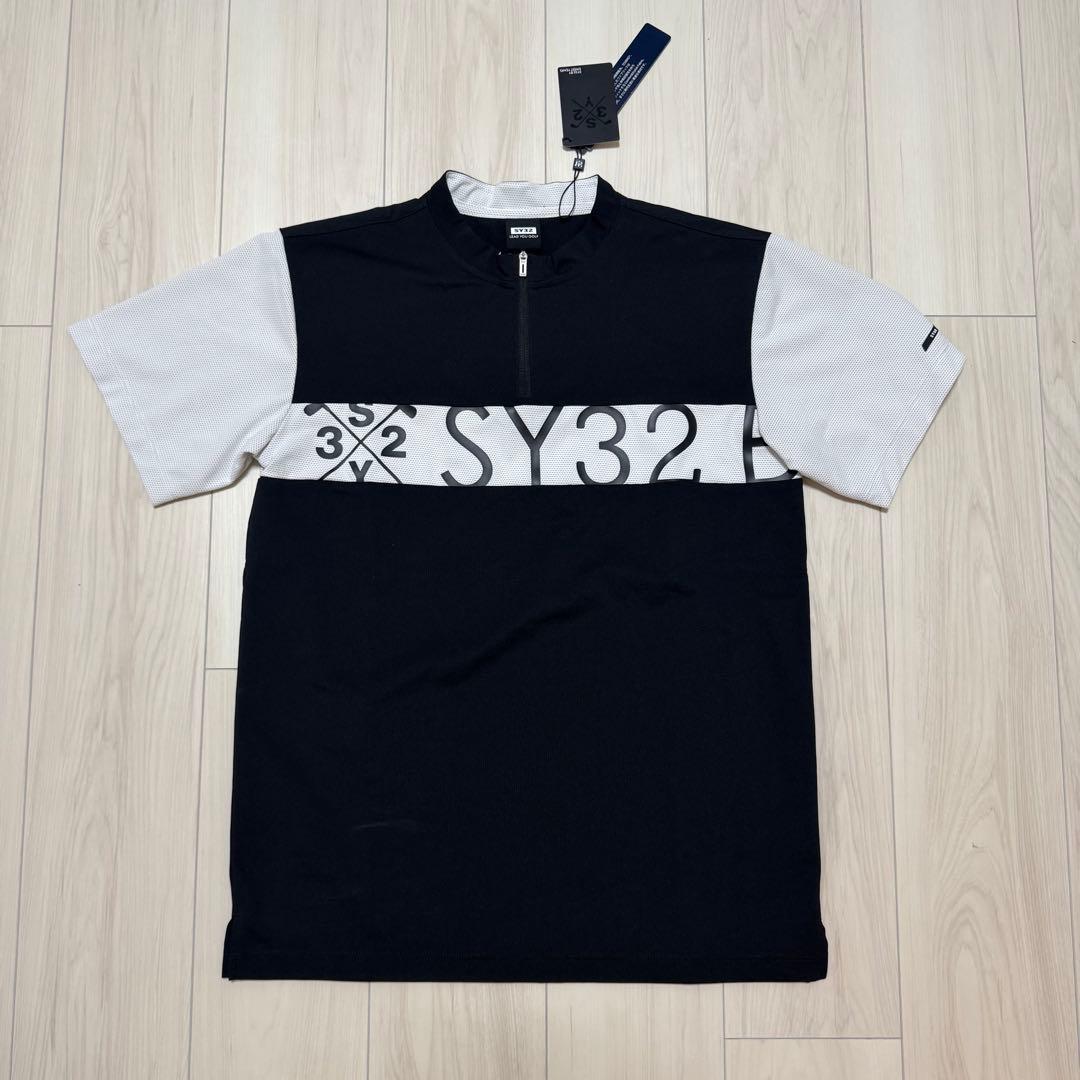 sy32 by sweet years 半袖シャツ M メンズ ストレッチ 黒