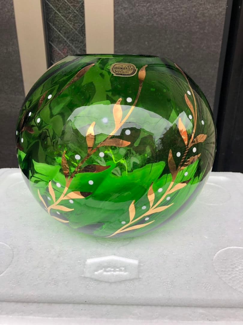 ボヘミアグラス　カリグラス　チェコスロバキア　三越　花瓶　ガラス工芸　伝統工芸