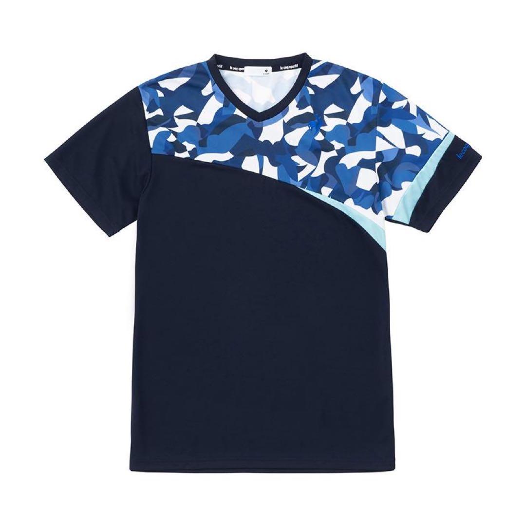 ルコックスポルティフ テニスウェア 半袖Tシャツ QTMVJA01紺メンズL新品