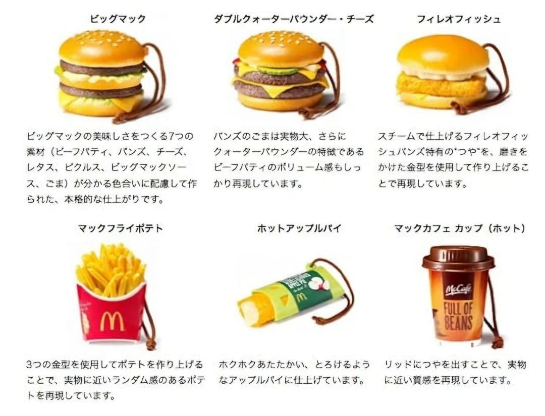激レア！マクドナルド新品「フードストラップ1〜3弾＆マグネット」全コンプ21点