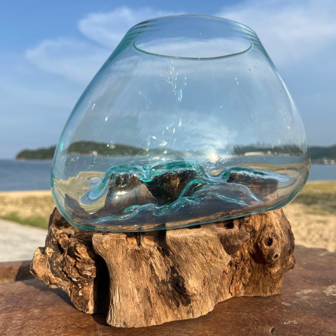 流木ガラスオブジェ特大F 花瓶 金魚鉢 テラリウム フラワーポット 水槽 アート