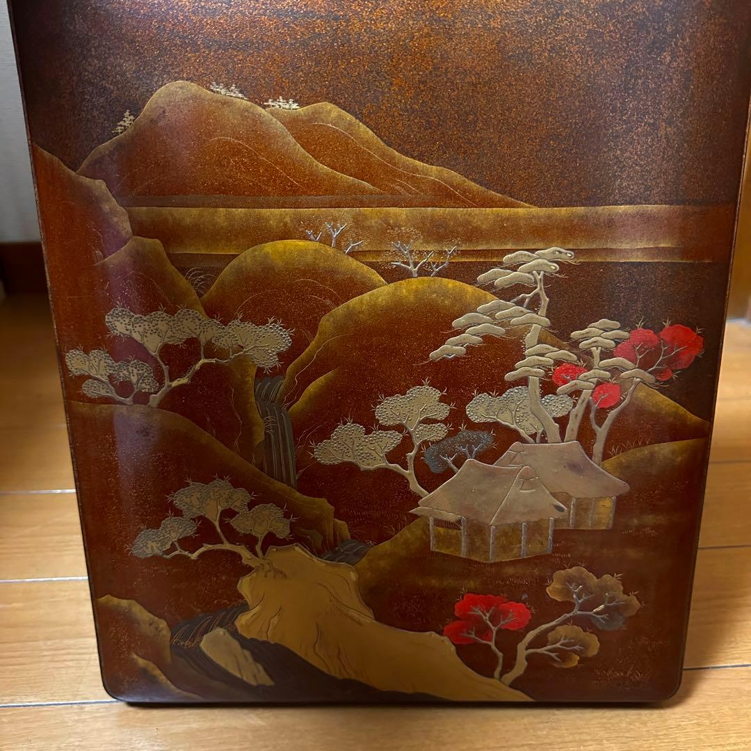 金蒔絵吉野山図硯箱 明治時代-19世紀頃 硯 水滴 双鹿 内梨子地漆器文房具