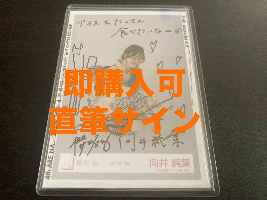 向井純葉　櫻坂46 2024年　浴衣　ランダム生写真　直筆　座り