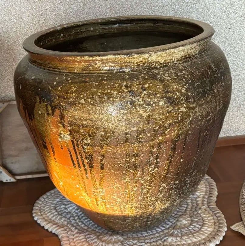 丹波焼　赤土部灰釉甕　大壺 時代物 骨董品アンティーク